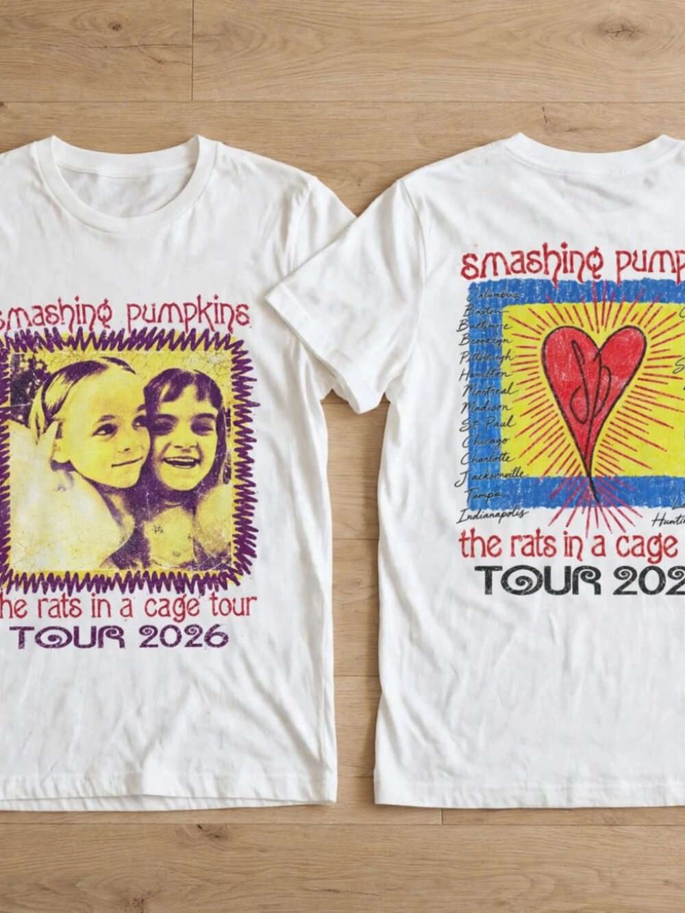 The Smashing Pumpkins Rats In A Cage Tour 2026 White T-Shirt